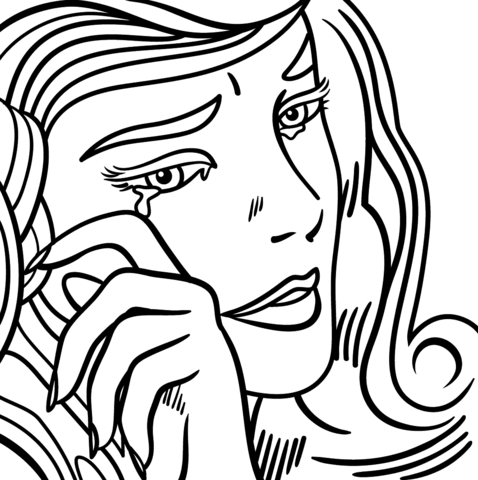 Crying Girl By Roy Lichtenstein Coloring Page